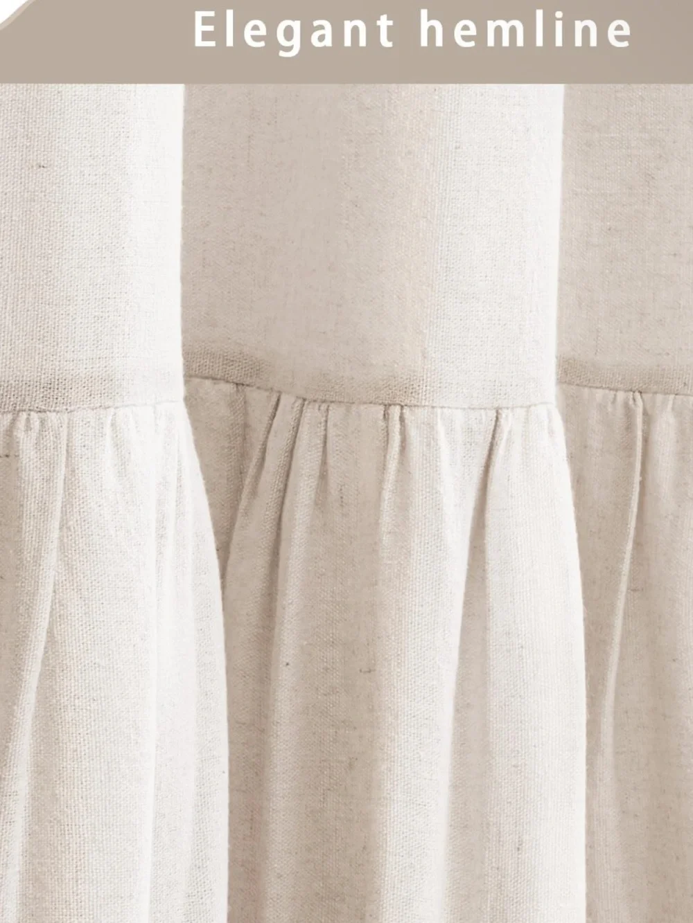 Farmhouse Boho Shower Curtain Ruffle Linen Shower Curtain Cream 72